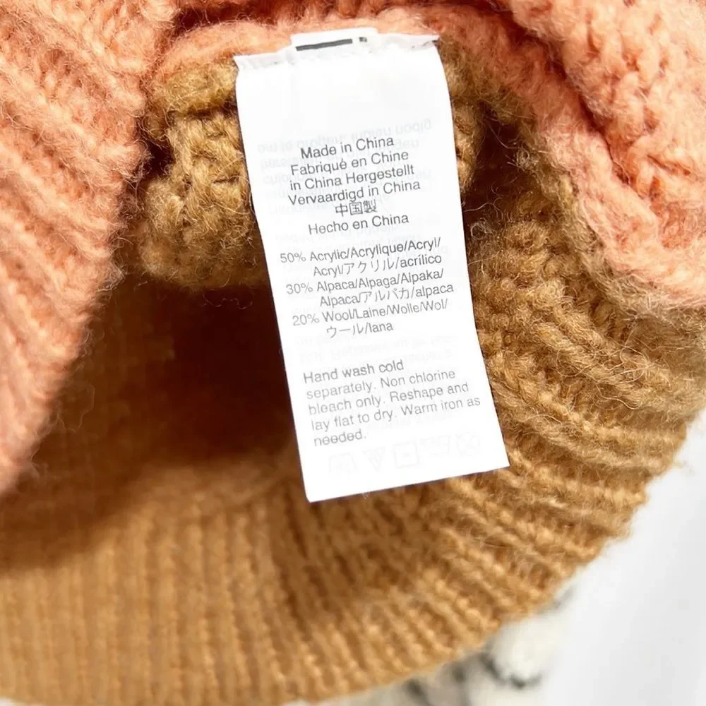 Madewell Balloon-Sleeve Pullover Sweater Colorblock XS Alpaca Wool blend Pink